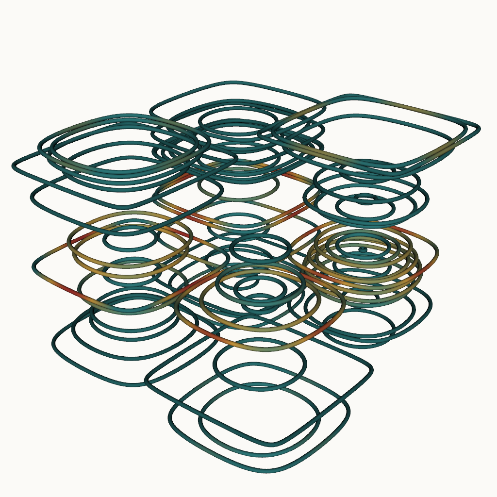 RK4 streamlines through a Taylor-Green vortex, colored by velocity magnitude
