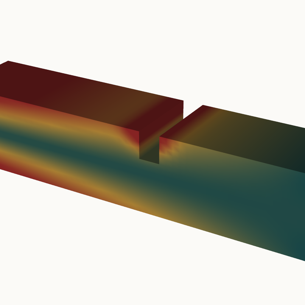 von Mises stress on a notched cantilever beam